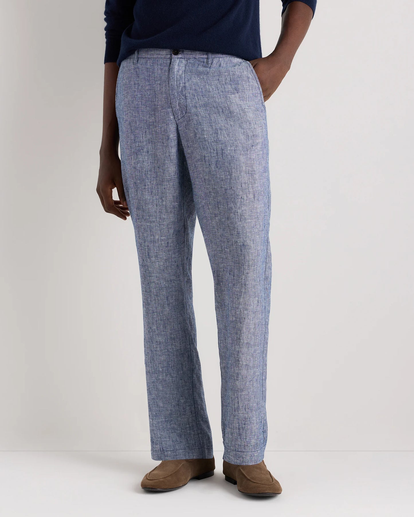 100% European Linen Trousers - 30X30 / Chambray Blue