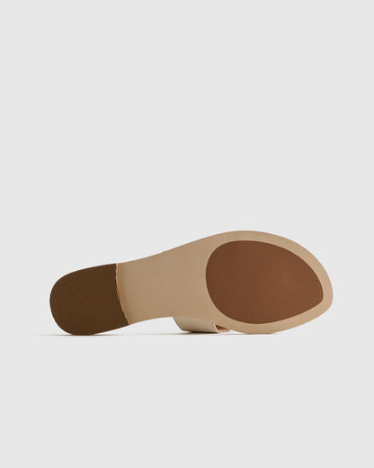 Italian Leather Cutout Slide Sandal - 5 / Shell Pink