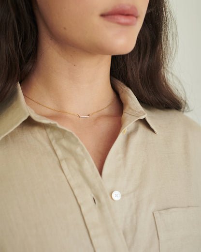 14K Gold Diamond Petite Bar Necklace - One Size / Yellow Gold