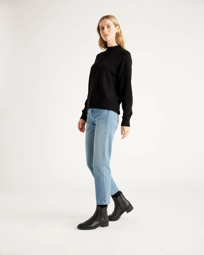 100% Organic Cotton Mock Neck Sweater - XS / Ivory