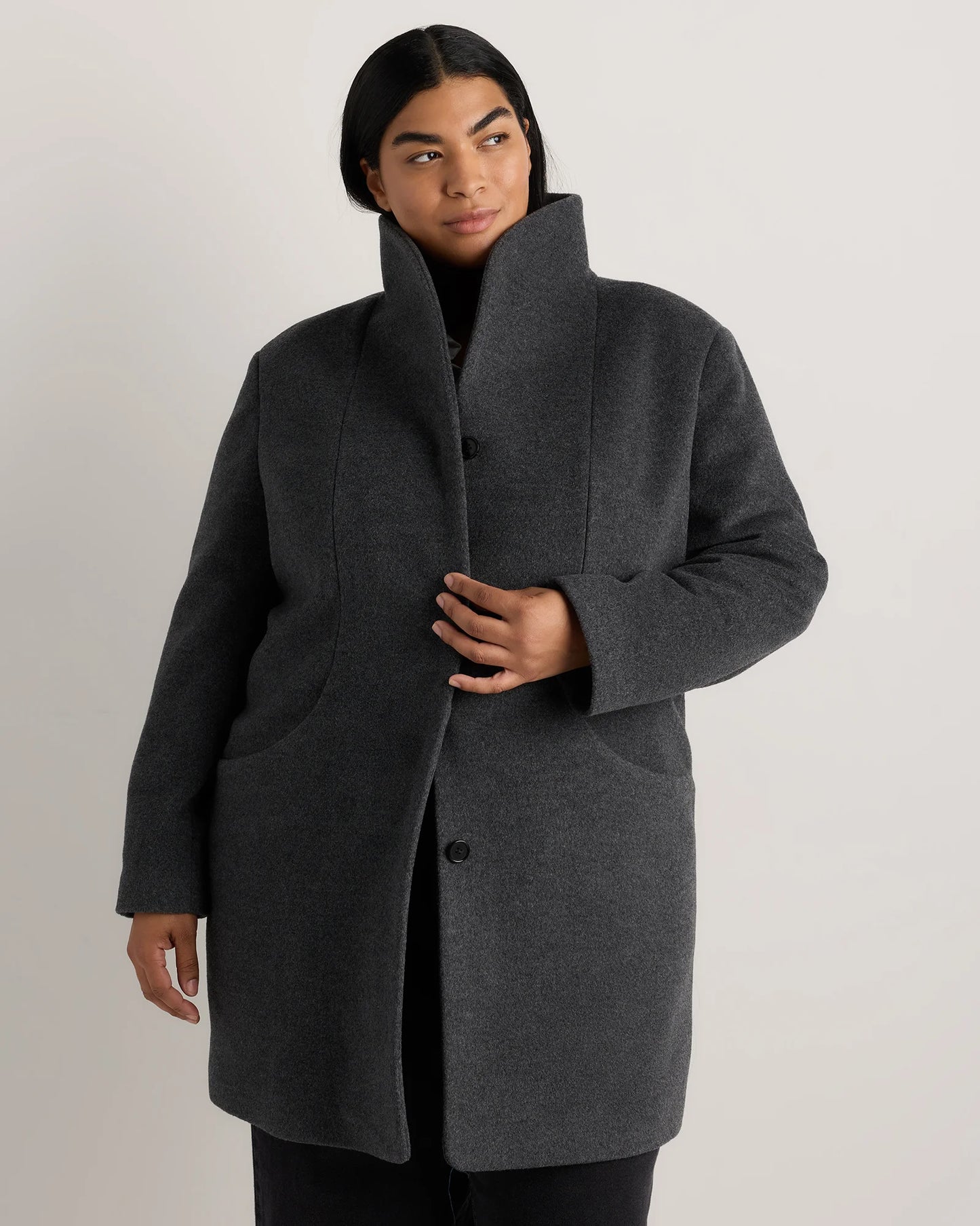 Wool Cashmere Cocoon Coat - 1X / Caramel