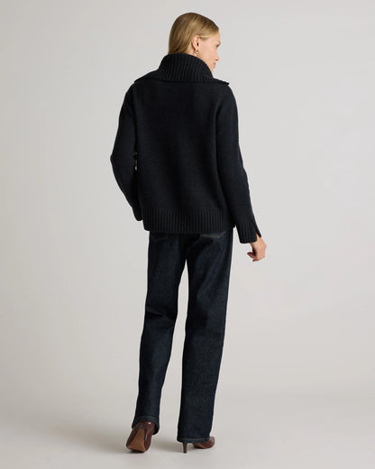 Luxe Baby Cashmere Quarter Zip Sweater - XS / Creamy Cortado