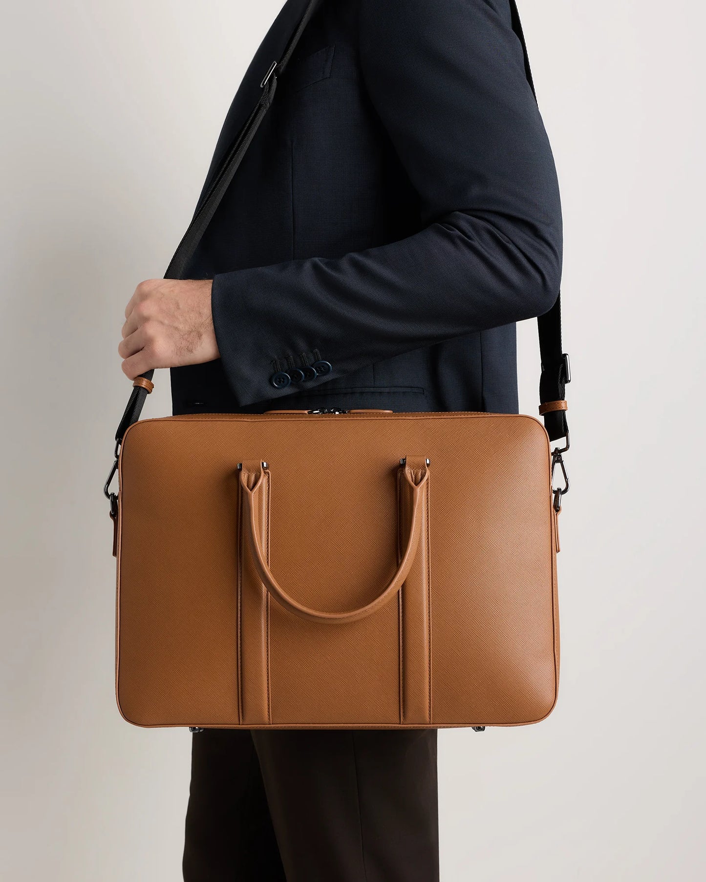 Italian Saffiano Briefcase - One Size / Hickory
