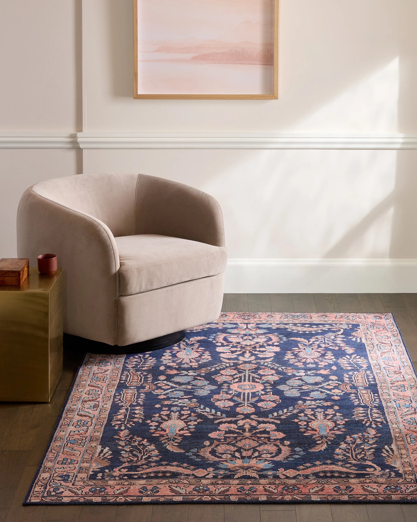 Rosalie Washable Rug - 3'9" x 5'6" / Navy