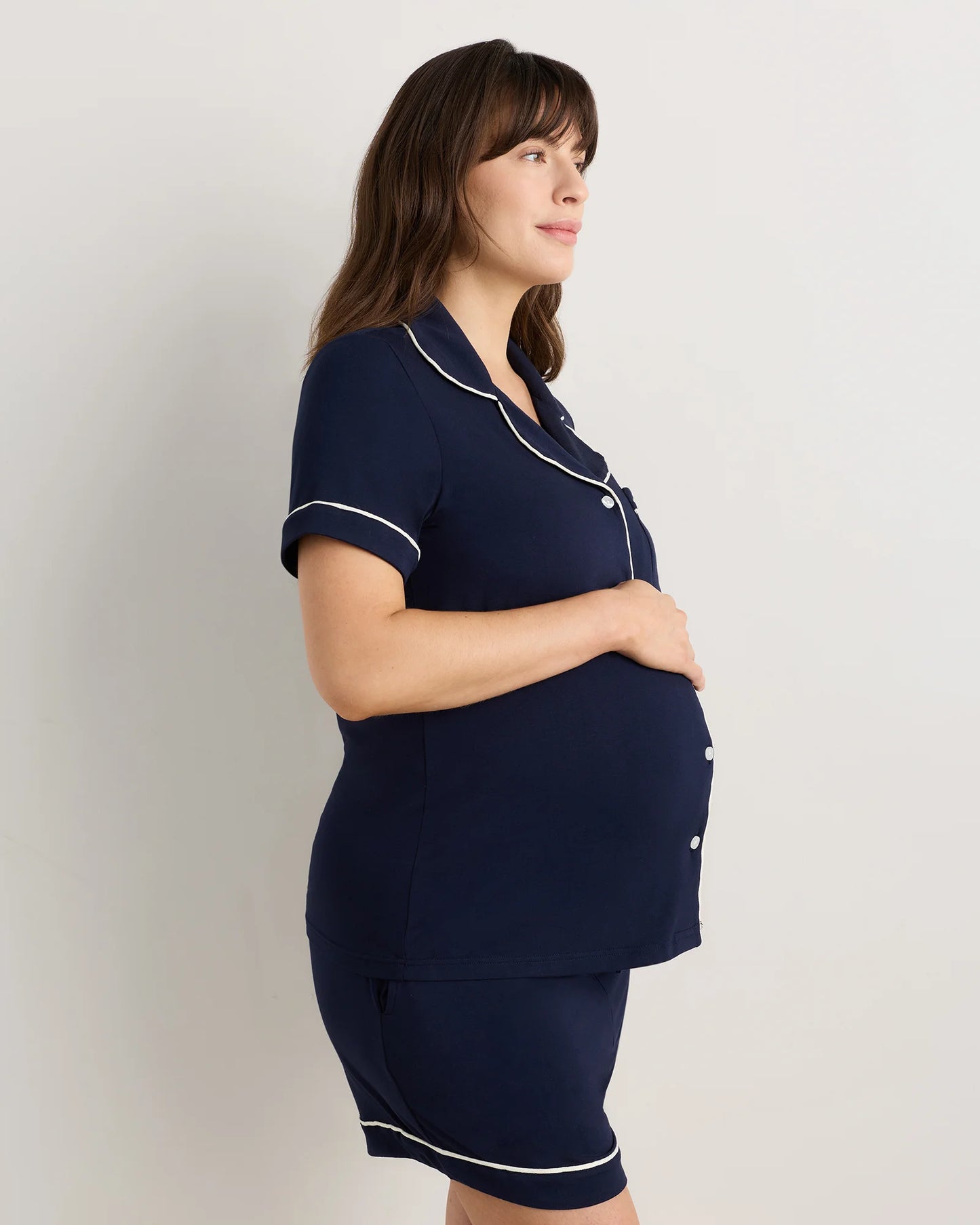Bamboo Jersey Maternity Short Sleeve Pajama Set - XS / Wine Tasting Red