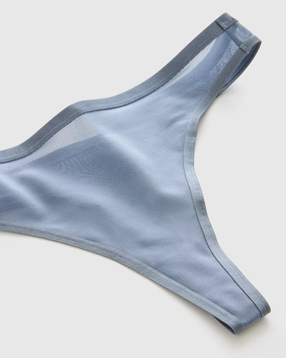 Belgian Mesh Sheer Thong (6-Pack) - XS / Slate