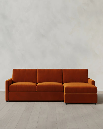 Brennan Chaise Sectional in Performance Velvet - Right Arm / Pine