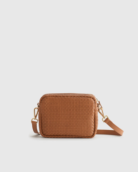 Italian Leather Handwoven Crossbody - One Size / Cognac