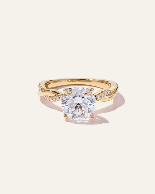 Lab Grown Diamond Round Twisted Engagement Ring - 2.5ct - 4 / Yellow Gold