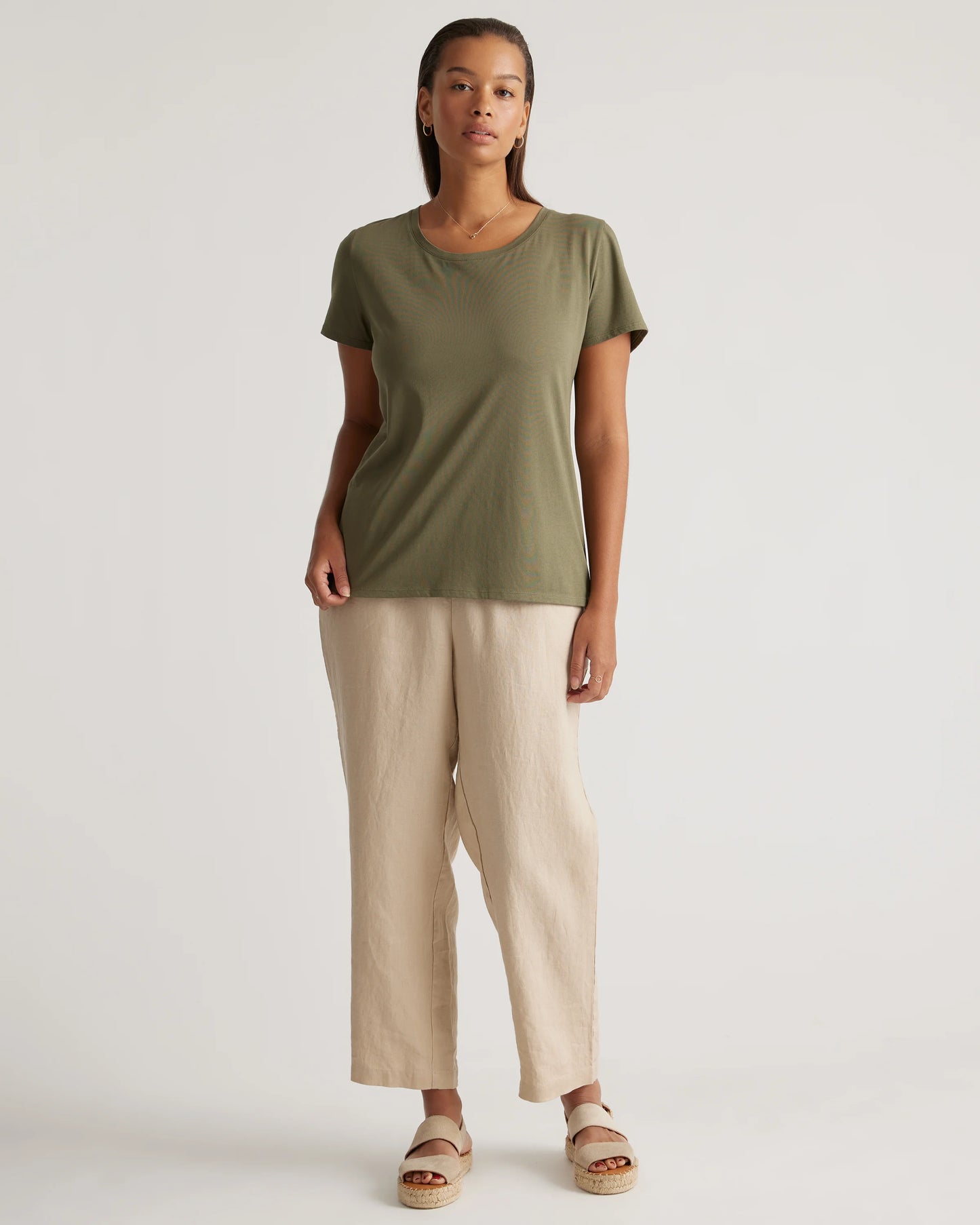 Cotton Modal Scoop Neck Tee - XS / Navy