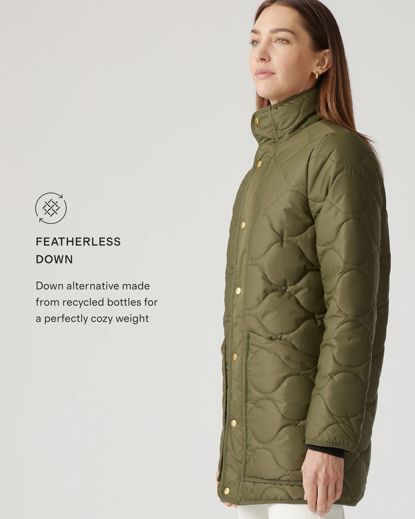 Featherless Quilted Long Puffer Jacket - XS / Silken White