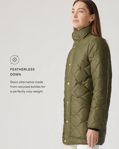 Featherless Quilted Long Puffer Jacket - XS / Silken White