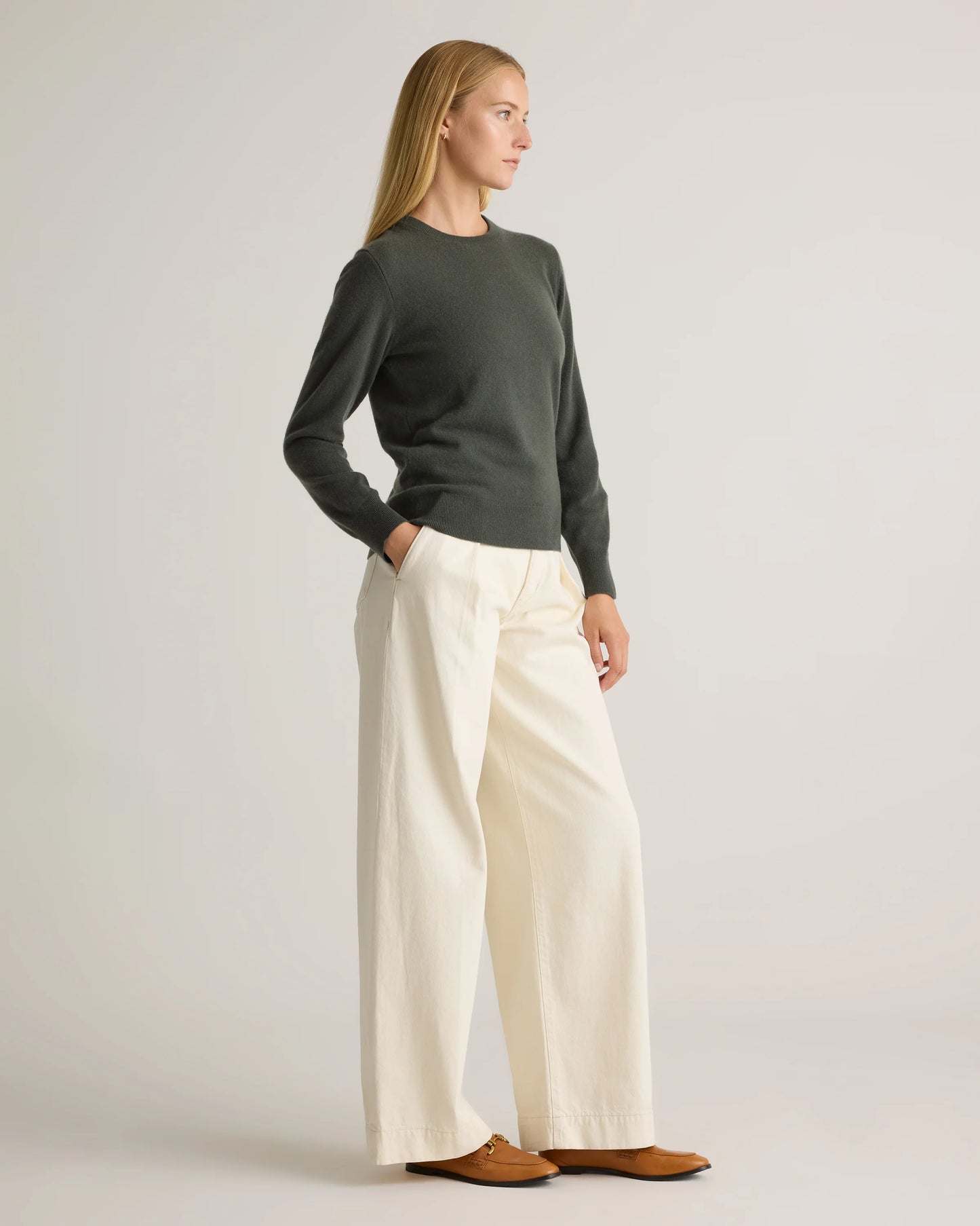 Mongolian Cashmere Crewneck Sweater - XS / Ivory