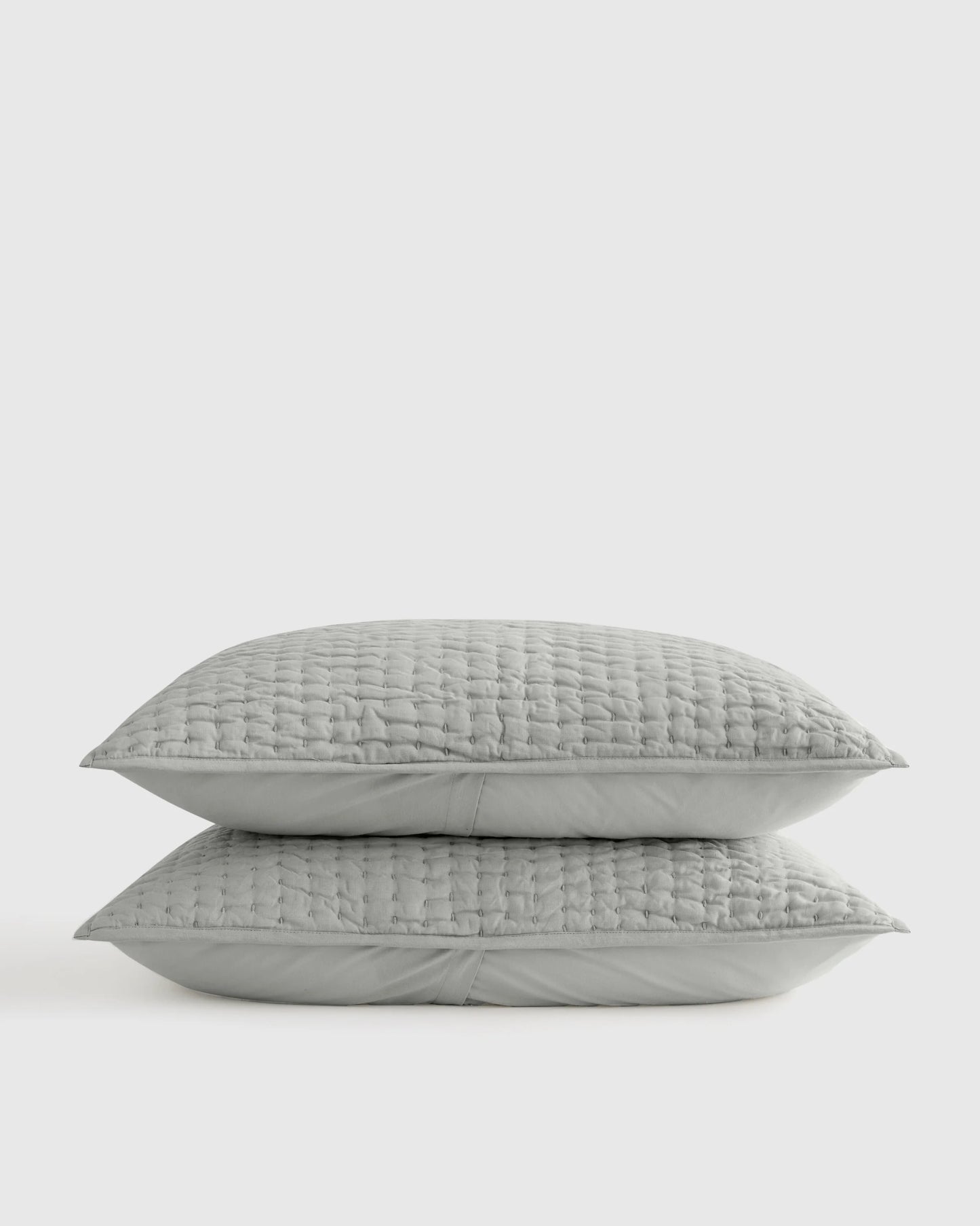 European Linen Cotton Stitch Sham Set - Standard / Stone