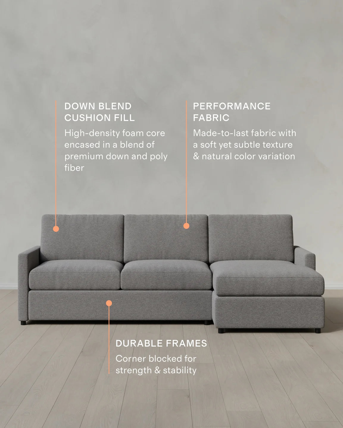 Brennan Chaise Sectional in Performance Basketweave - Right Arm / Flax