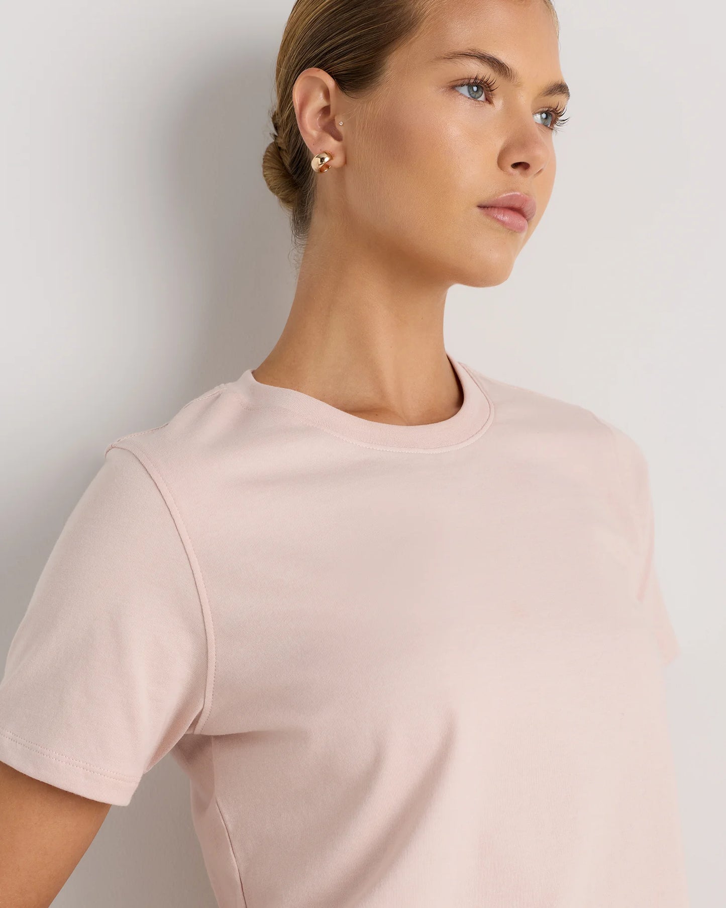 100% Organic Cotton Boxy Crewneck Tee - XS / Shell Pink