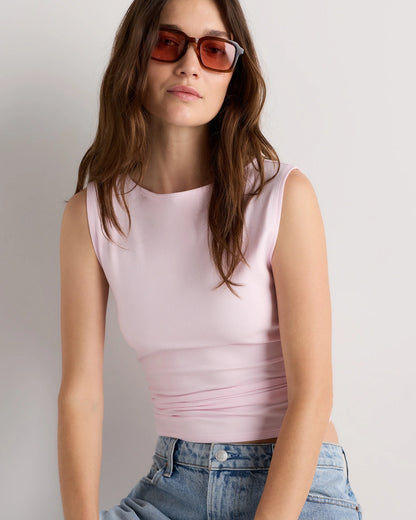 Stretch Cotton Jersey Boat Neck Tank - XS / Heather Grey