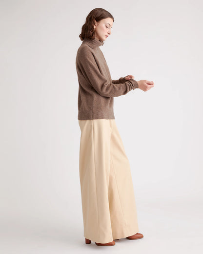100% Yak Wool Turtleneck Sweater - XS / Heather Brown