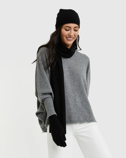 Mongolian Cashmere Slouchy Beanie - One Size / Black