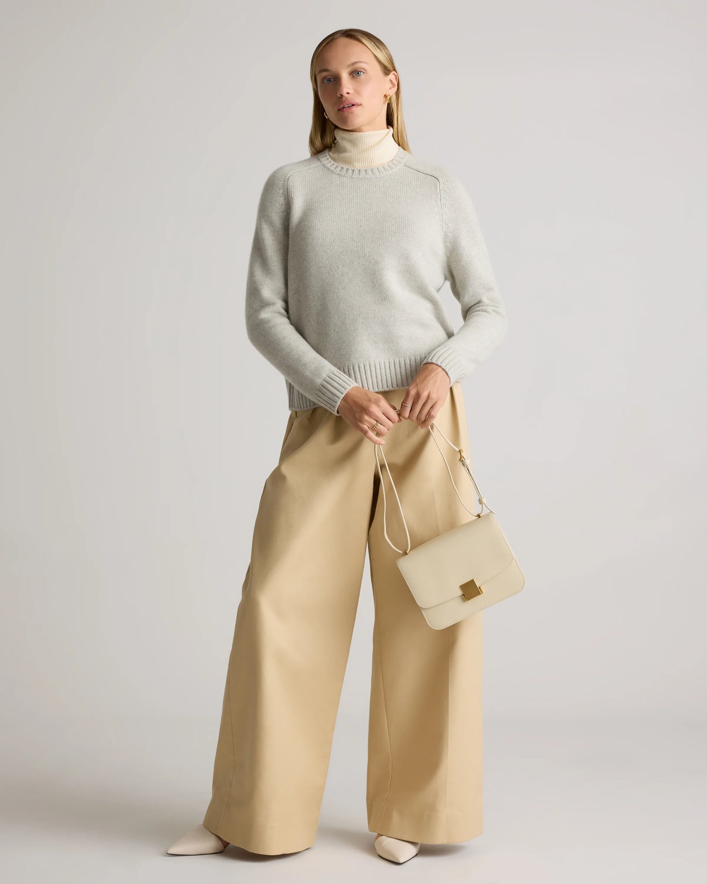Luxe Baby Cashmere Crewneck Sweater - XS / Creamy Cortado