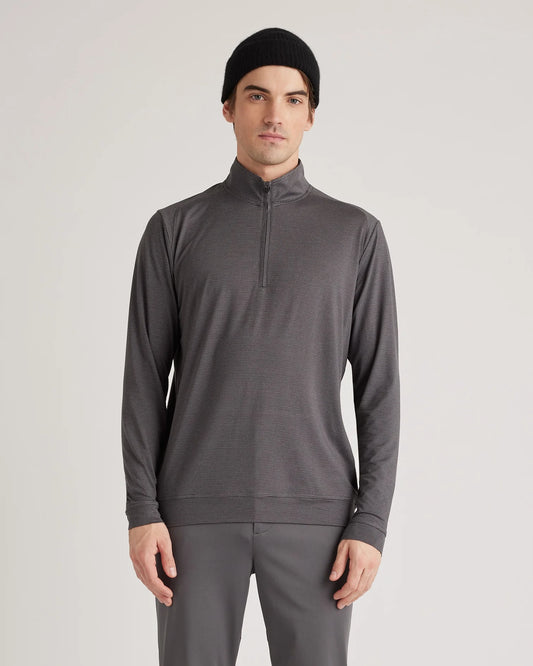 Performance Jersey Golf Quarter Zip - S / Black/Light Grey Stripe
