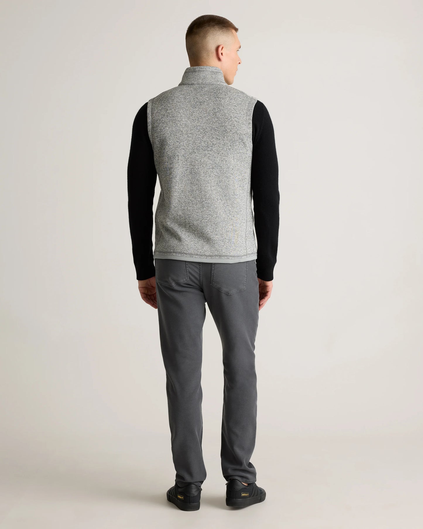 Sweater-Knit Fleece Full-Zip Vest - S / Heather Mineral Green