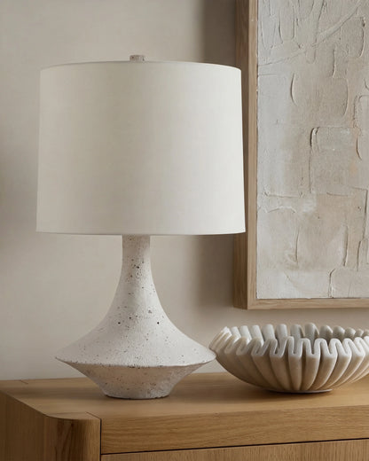 Sculptural Resin Table Lamp - One Size / Speckled White