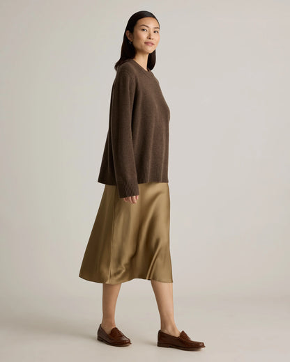 Mongolian Cashmere Oversized Crewneck Sweater - XS / Brown