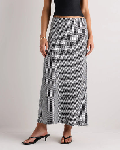 100% European Linen Midi Slip Skirt - XS / Bayberry Olive