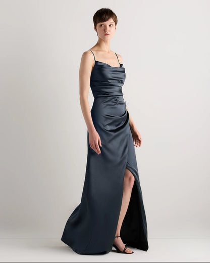 Juliette Stretch Satin Dress - 0 / Garden Sage Green