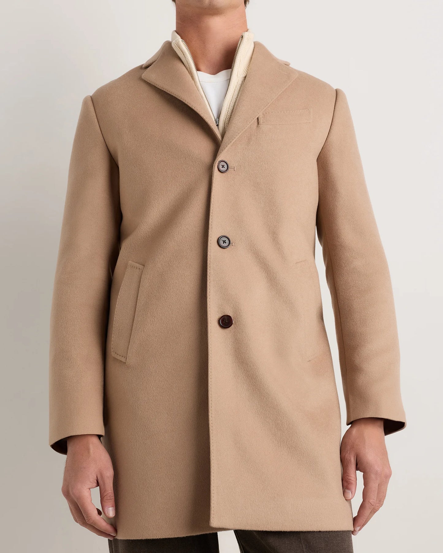 100% Mongolian Cashmere Car Coat - S / Camel