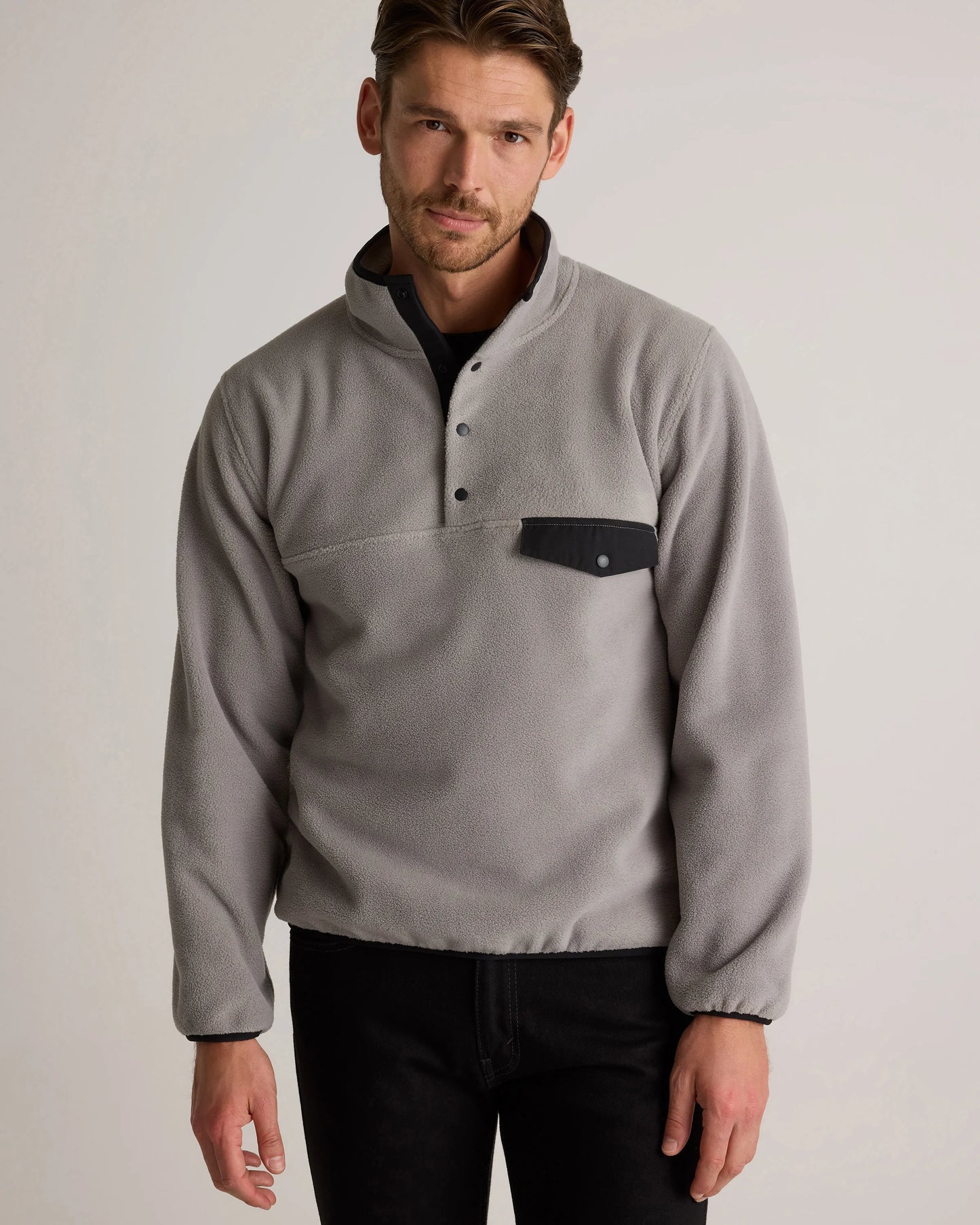 Polar Fleece Snap Pullover - S / Bold Black