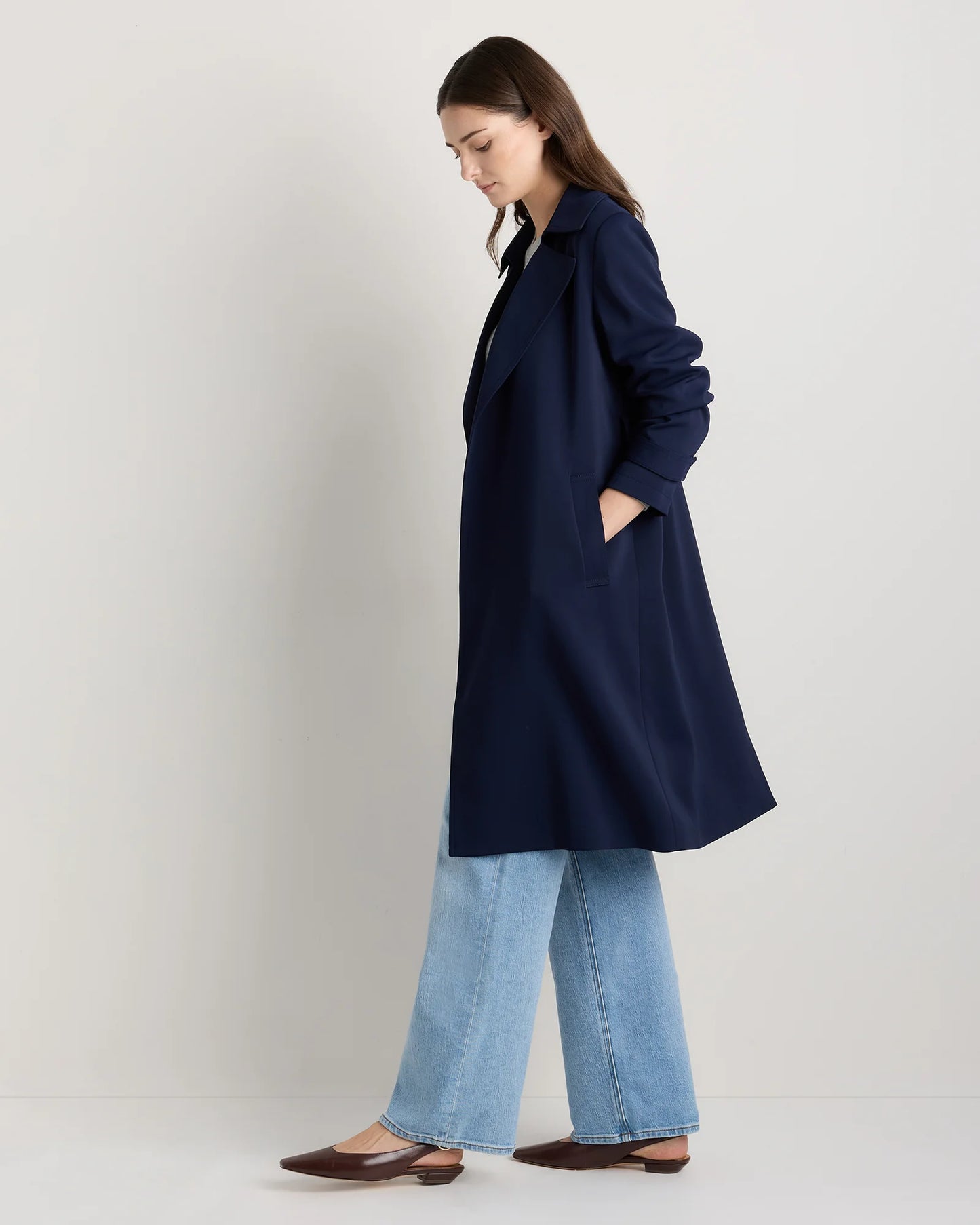Stretch Crepe Trench Coat - XS / Olive