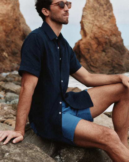 Italian Swim Trunks - 7" - XS / Navy Diamond Geo