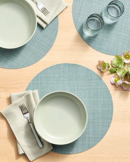 Basketweave Easy-Care Round Placemat, Set of 4 by Chilewich - One Size / Celadon