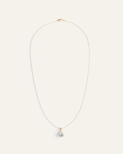 14K Gold Lab Grown Diamond Solitaire Pendant - 2ct - One Size / Yellow Gold