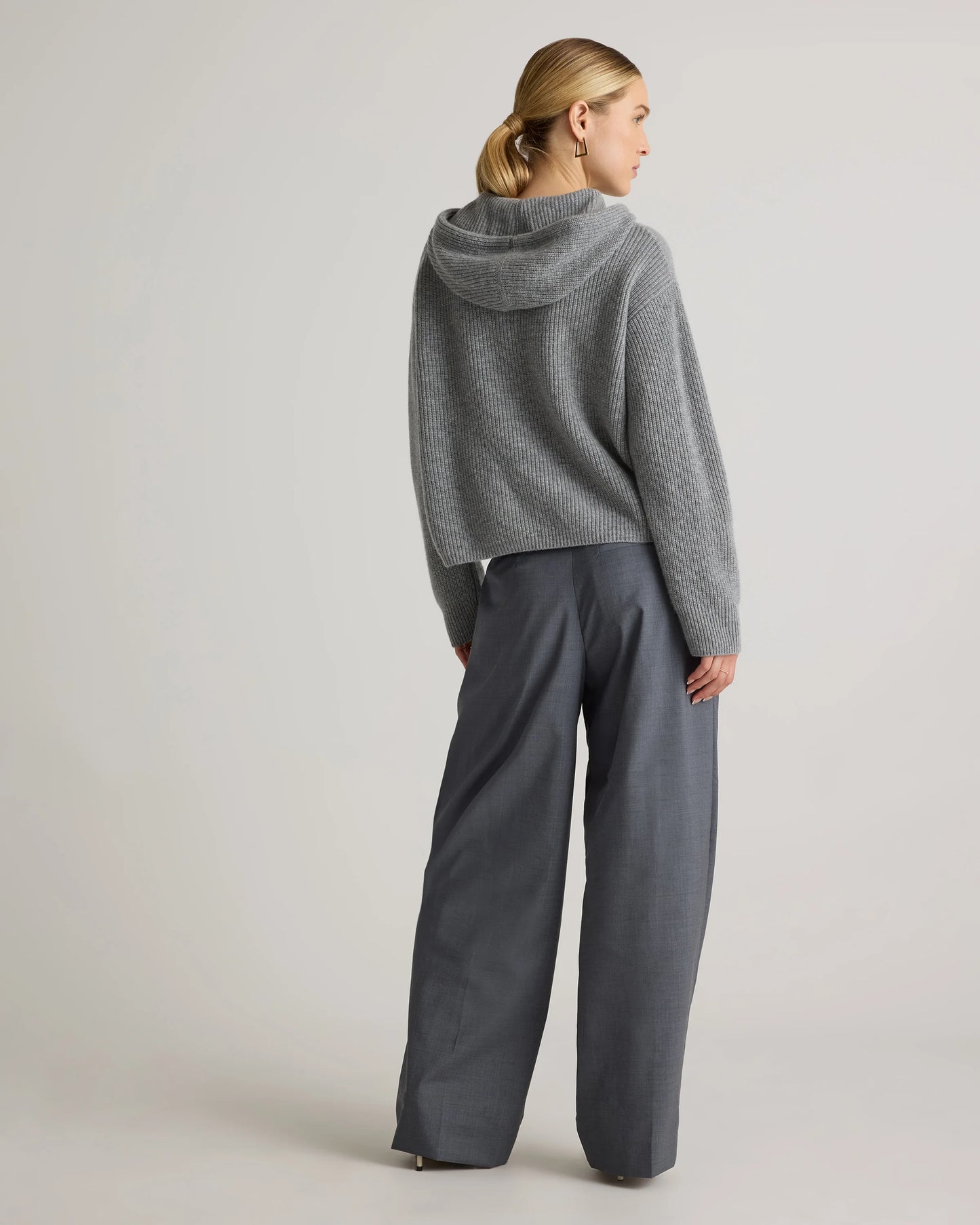 Mongolian Cashmere Fisherman Pullover Hoodie - XS / Heather Grey