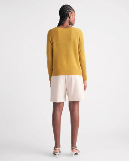 Mongolian Spring Cashmere Boatneck Sweater - XS / Spicy Mustard