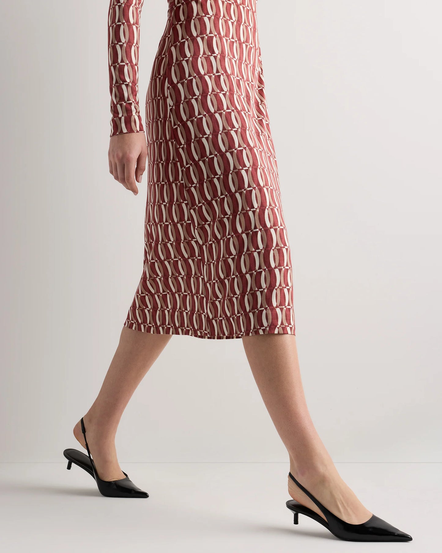100% Silk Jersey Midi Wrap Dress - XS / Crimson Prism