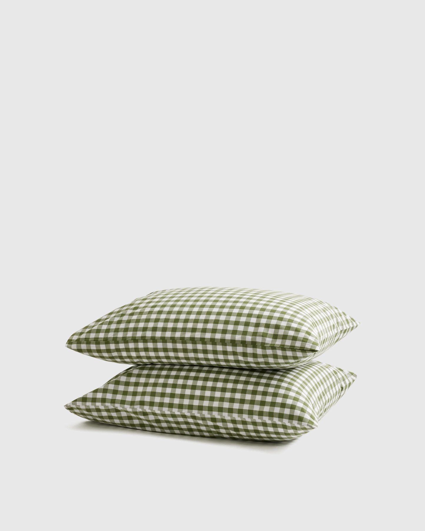 Organic Crisp Percale Gingham Pillowcase Set - Standard / Cafe