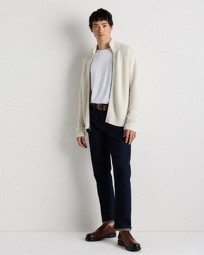 Australian Merino Wool Full Zip Sweater - S / Heather Bone