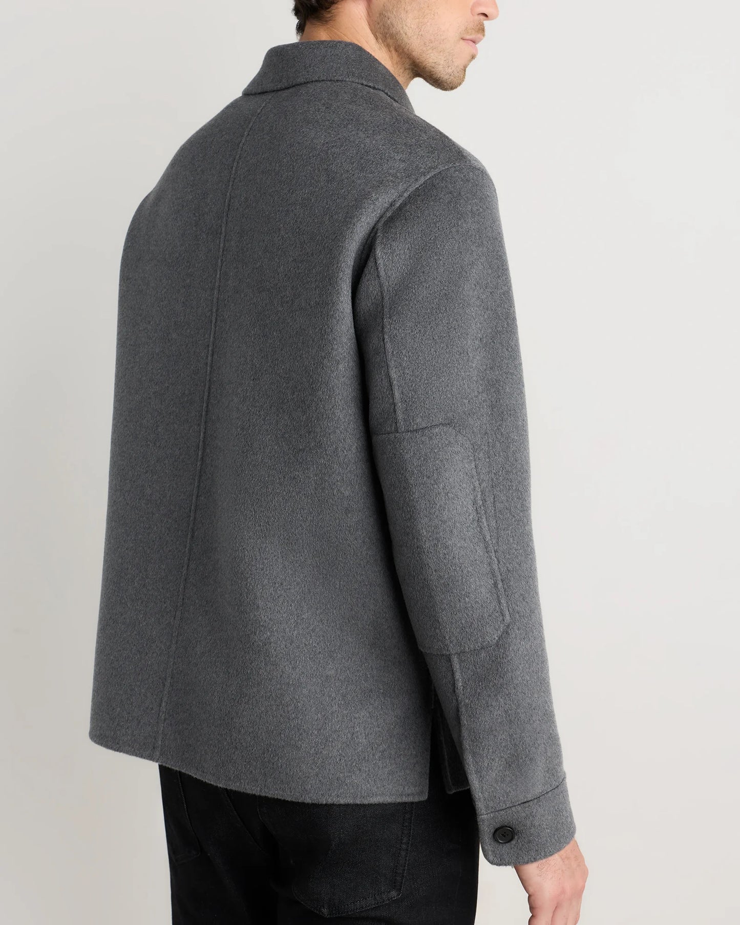100% Mongolian Cashmere Double-Faced Shirt Jacket - S / Black