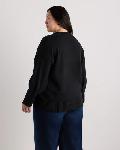 Mongolian Cashmere Oversized V-Neck Sweater - 1X / Pale Custard Yellow