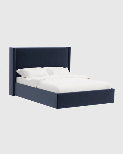 Wingback Bed in Performance Velvet - Full / Walnut