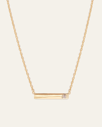 White Sapphire Bar Necklace - One Size / Gold Vermeil