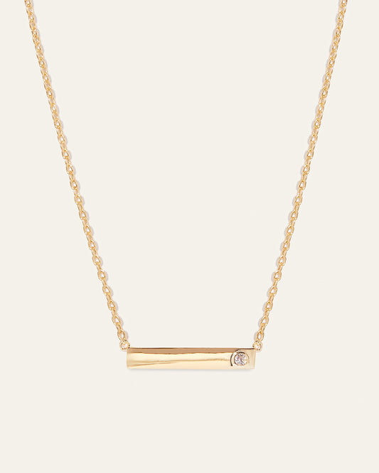 White Sapphire Bar Necklace - One Size / Gold Vermeil