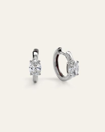 14K Gold Lab Grown Diamond Oval Solitaire Huggies - 1ctw - One Size / Yellow Gold