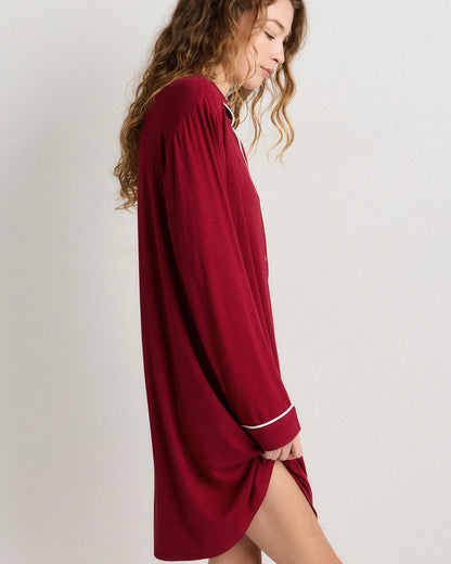 Bamboo Jersey Sleep Shirt - XS / Rhubarb