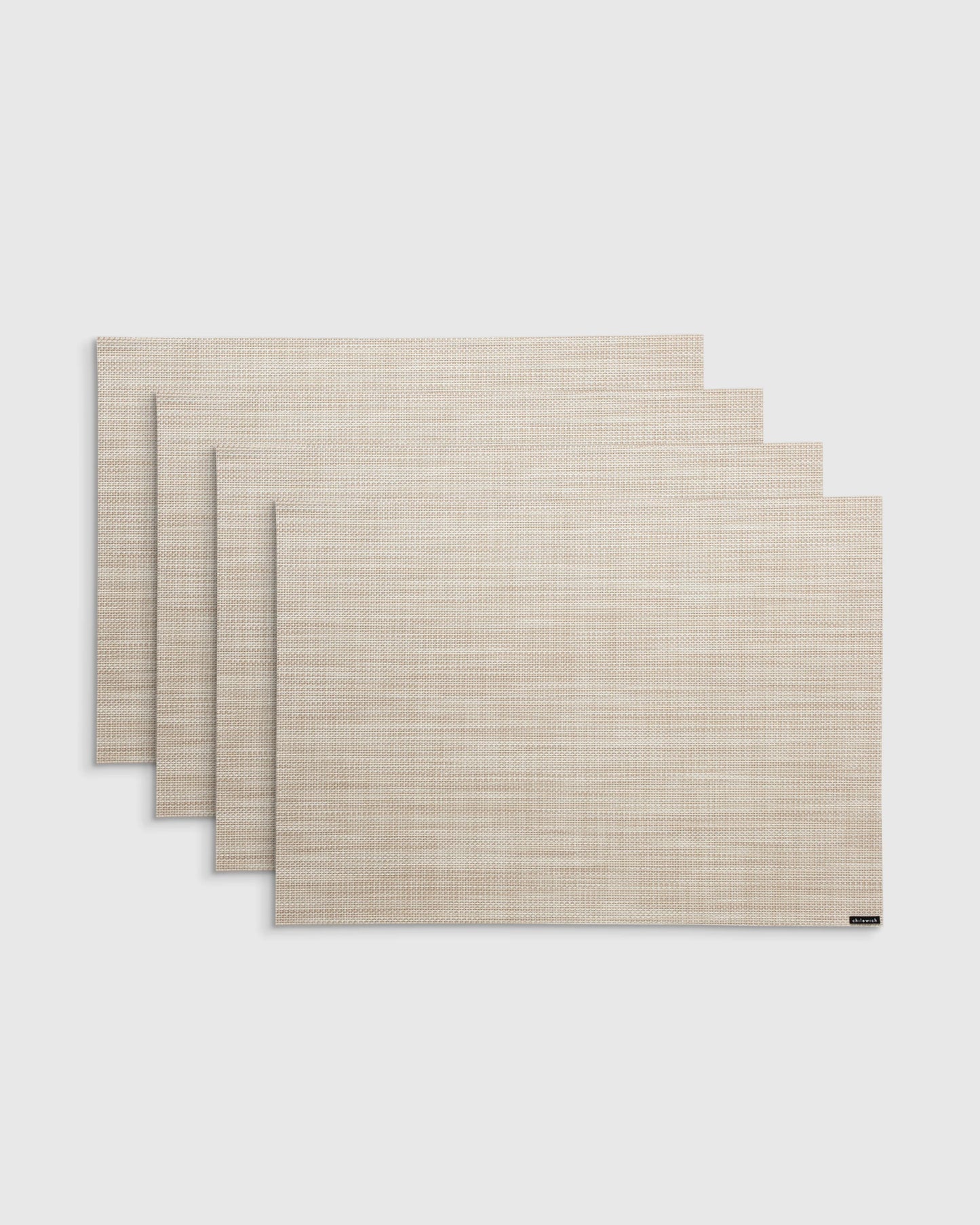 Mini Basketweave Easy-Care Rectangular Placemat, Set of 4 by Chilewich - One Size / Parchment