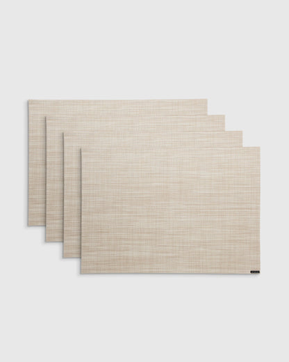 Mini Basketweave Easy-Care Rectangular Placemat, Set of 4 by Chilewich - One Size / Parchment